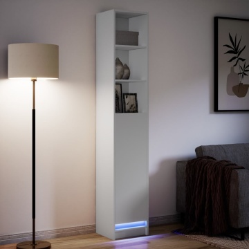 Dulap cu LED, alb, 36x32,5x200 cm, lemn prelucrat - Img 8