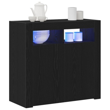 Dulap cu LED-uri Stejar Negru 80x35x75 cm din lemn prelucrat - Img 3
