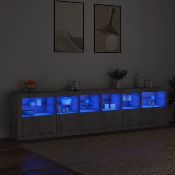 Dulap cu lumini LED, gri beton, 283x37x67 cm - Img 3