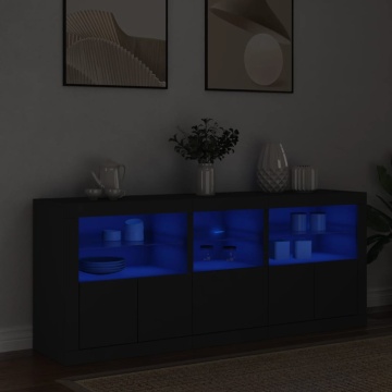 Dulap cu lumini LED, negru, 162x37x67 cm - Img 1