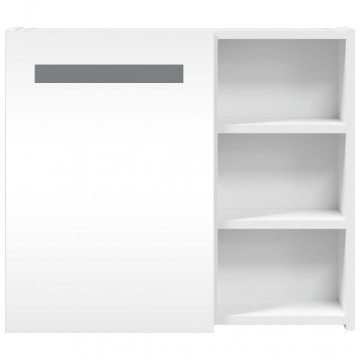 Dulap cu oglindă de baie cu lumină LED, alb, 60x13x52 cm - Img 4