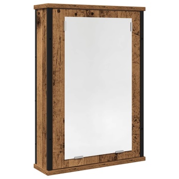 Dulap cu oglindă de baie lemn vechi 42x12x60 cm lemn prelucrat - Img 2