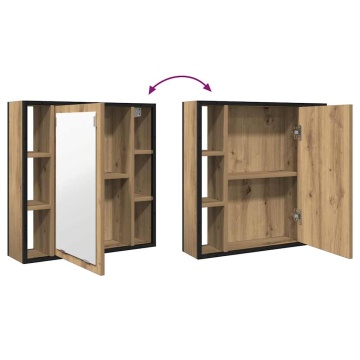 Dulap cu oglindă pentru baie Stejar Artisan Lemn prelucrat - Img 6