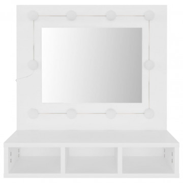 Dulap cu oglindă și LED, alb, 60x31,5x62 cm - Img 8