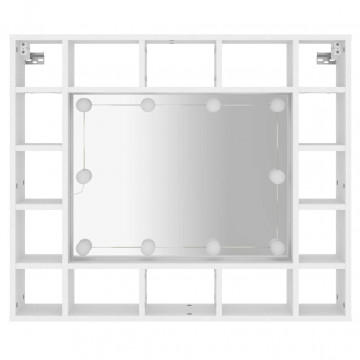 Dulap cu oglindă și LED, alb, 91x15x76,5 cm - Img 6