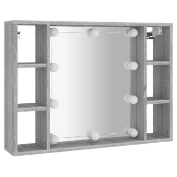 Dulap cu oglindă și LED, gri sonoma, 76x15x55 cm - Img 3