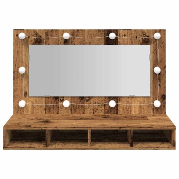Dulap cu oglindă și LED, lemn vechi, 90x31,5x62 cm - Img 8
