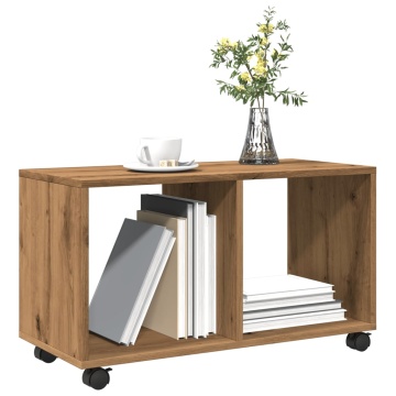 Dulap cu roți, stejar artizanal, 72x33x42,5 cm, lemn prelucrat - Img 4