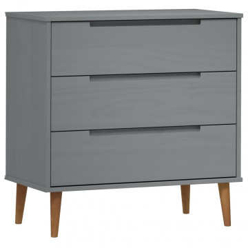 Dulap cu sertare „MOLDE”, gri, 80x40x80 cm, lemn masiv de pin - Img 2