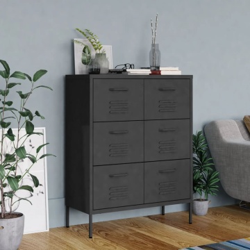 Dulap cu sertare, antracit, 80x35x101,5 cm, oțel - Img 1