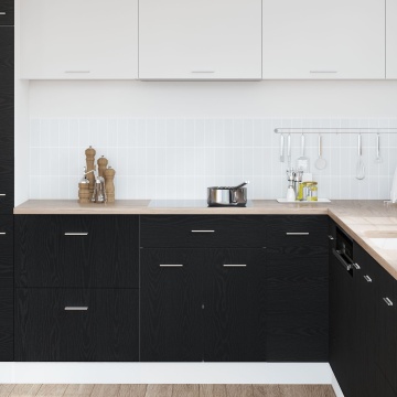 Dulap cu Sertare Negru din Stejar - 60x46x81.5 cm Fabricat din Lemn Prelucrat - Img 4