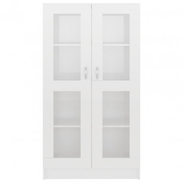 Dulap cu vitrină, alb extralucios, 82,5 x 30,5 x 150 cm, PAL - Img 5