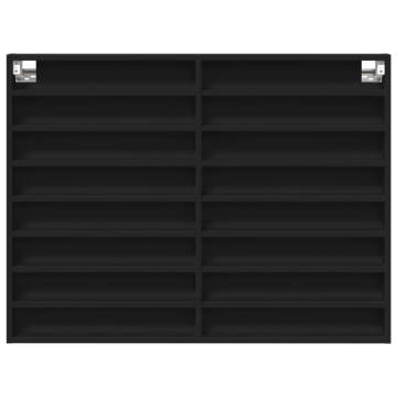 Dulap cu vitrină, negru, 100x8,5x75 cm, lemn prelucrat - Img 4