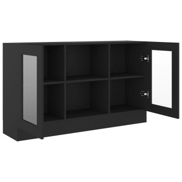 Dulap cu vitrină, negru, 120 x 30,5 x 70 cm, lemn prelucrat - Img 8