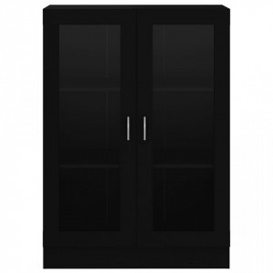 Dulap cu vitrină, negru, 82,5 x 30,5 x 115 cm, PAL - Img 5