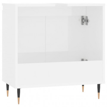 Dulap de baie, alb extralucios, 58x33x60 cm, lemn prelucrat - Img 6