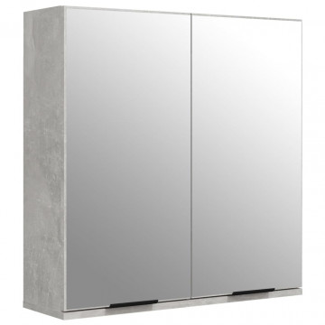 Dulap de baie cu oglindă, gri beton, 64x20x67 cm - Img 2