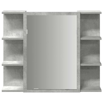 Dulap de baie cu oglindă, gri beton, 80 x 20,5 x 64 cm, PAL - Img 4