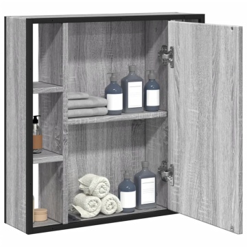 Dulap de baie cu oglindă gri sonoma 60x16x60 cm lemn compozit - Img 4
