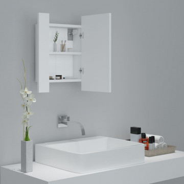 Dulap de baie cu oglindă & LED, alb, 40x12x45 cm - Img 5