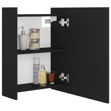 Dulap de baie cu oglindă, negru, 62,5x20,5x64cm, lemn prelucrat - Img 4