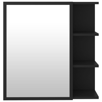 Dulap de baie cu oglindă, negru, 62,5x20,5x64cm, lemn prelucrat - Img 6