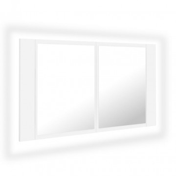 Dulap de baie cu oglindă și LED, alb, 80x12x45 cm - Img 2