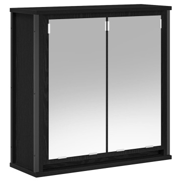 Dulap de baie cu oglindă stejar negru 60x21x60 cm - Img 2