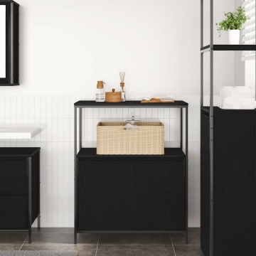 Dulap de baie cu rafturi Stejar negru 76,5x35x95 cm - Img 3