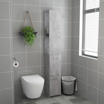 Dulap de baie, gri beton, 25x25x170 cm, PAL - Img 3