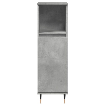 Dulap de baie, gri beton, 30x30x100 cm, lemn prelucrat - Img 4