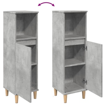 Dulap de baie, gri beton, 30x30x100 cm, lemn prelucrat - Img 7