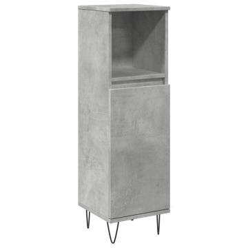 Dulap de baie, gri beton, 30x30x100 cm, lemn prelucrat - Img 2