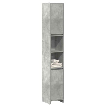 Dulap de baie, gri beton, 30x30x183,5 cm, PAL - Img 1