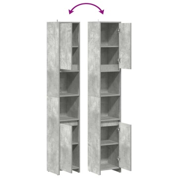 Dulap de baie, gri beton, 30x30x183,5 cm, PAL - Img 7