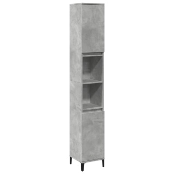 Dulap de baie, gri beton, 30x30x190 cm, lemn prelucrat - Img 2
