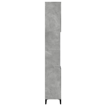 Dulap de baie, gri beton, 30x30x190 cm, lemn prelucrat - Img 5