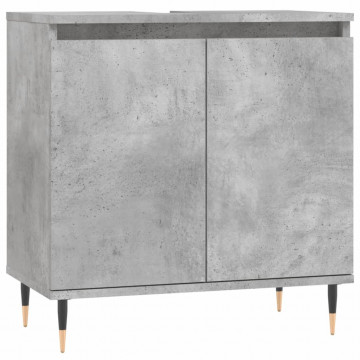 Dulap de baie, gri beton, 58x33x60 cm, lemn prelucrat - Img 2