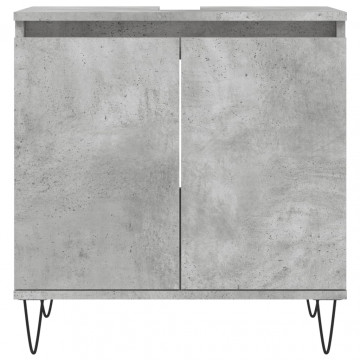 Dulap de baie, gri beton, 58x33x60 cm, lemn prelucrat - Img 4