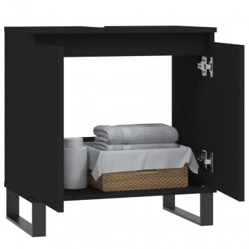 Dulap de baie, negru, 58x33x60 cm, lemn prelucrat - Img 3