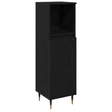 Dulap de baie Negru Stejar 30x30x100 cm Lemn compus - Img 2