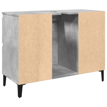 Dulap de chiuvetă, gri beton, 80x33x60 cm, lemn prelucrat - Img 6
