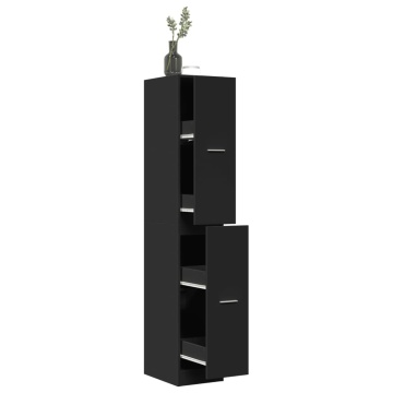 Dulap de farmacie, negru, 30x41x174,5 cm, lemn prelucrat - Img 1