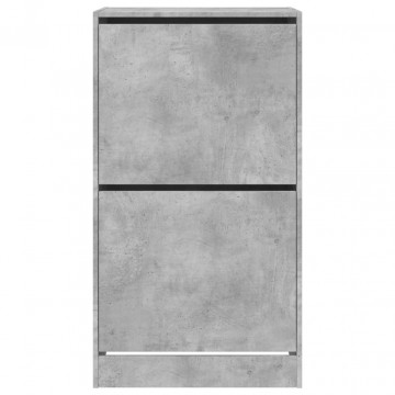 Dulap de pantofi 2 sertare rabatabile, gri beton, 60x42x108 cm - Img 4