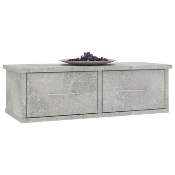 Dulap de perete cu sertare, gri beton, 60x26x18,5 cm - Img 3