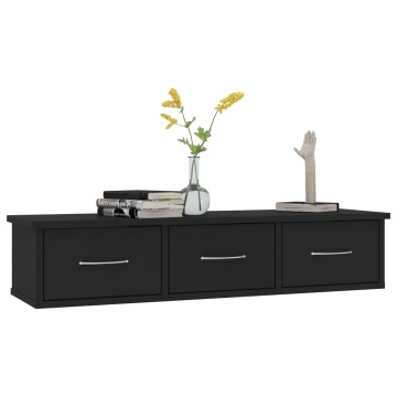 Dulap de perete cu sertare, negru 88x26x18,5 cm lemn prelucrat - Img 3