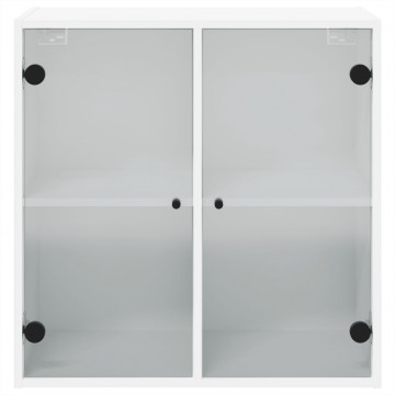 Dulap de perete cu uși din sticlă, alb, 68x37x68,5 cm - Img 5