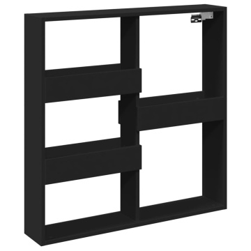 Dulap de perete, negru, 80x15x80 cm, lemn prelucrat - Img 2