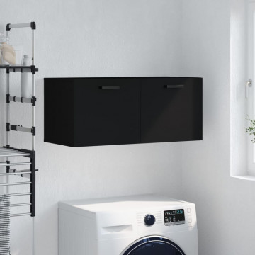 Dulap de perete, negru, 80x36,5x35 cm, lemn compozit - Img 1