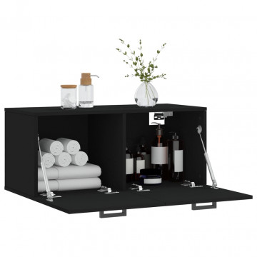 Dulap de perete, negru, 80x36,5x35 cm, lemn compozit - Img 3